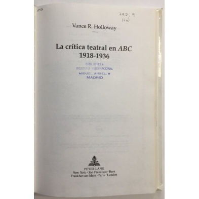 LA CRÍTICA TEATRAL EN ABC 1918-1936