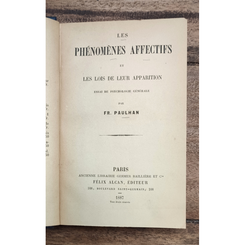 LES PHÉNOMÈNES AFFECTIFS ET LES LOIS DE LEUR APPARITION. - L’IMAGINATION ET SES VARIÉTÉS CHEZ L’ENFANT
