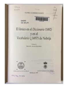 EL LÉXICO EN EL DICCIONARIO (1492) Y EN EL VOCABULARIO (¿1495?) DE NEBRIJA 2