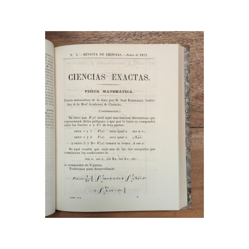 REVISTA DE LOS PROGRESOS DE LAS CIENCIAS EXACTAS, FÍSICAS Y NATURALES. TOMO XIX