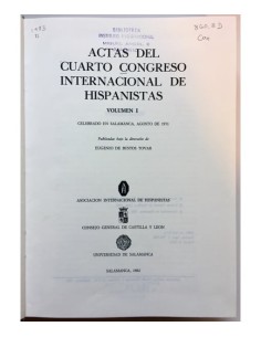 ACTAS DEL CUARTO CONGRESO INTERNACIONAL DE HISPANISTAS.  I Y II 2