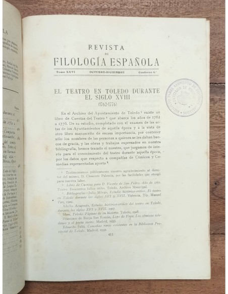 REVISTA DE FILOLOGÍA ESPAÑOLA. TOMO XXVI - 1942 - Cuaderno 4º