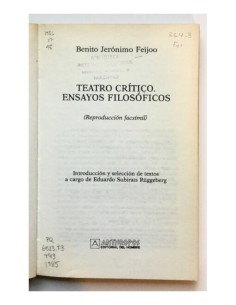 TEATRO CRÍTICO. ENSAYOS FILOSÓFICOS (REPRODUCCIÓN FACSÍMIL) 2