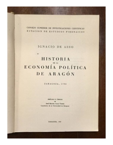 HISTORIA DE LA ECONOMÍA POLITICA DE ARAGON