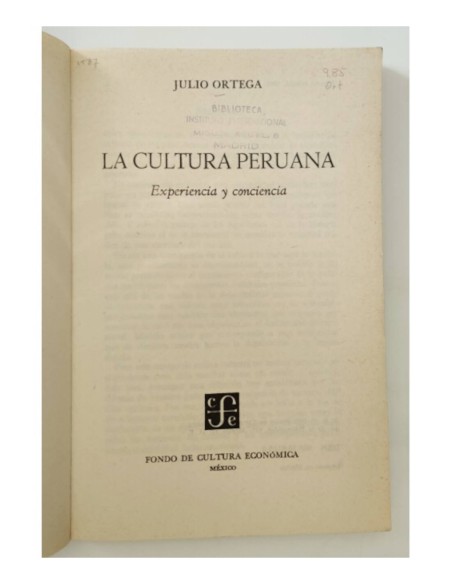 LA CULTURA PERUANA: EXPERIENCIA Y CONCIENCIA