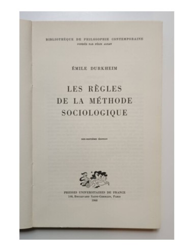 LES RÈGLES DE LA MÉTHODE SOCIOLOGIQUE