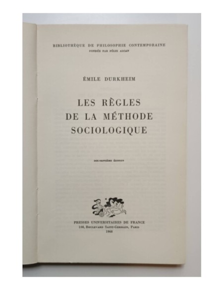LES RÈGLES DE LA MÉTHODE SOCIOLOGIQUE