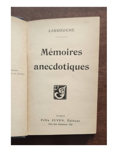 MÉMOIRES ANECDOTIQUES