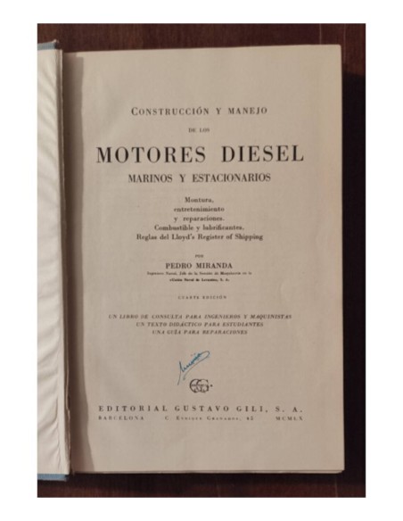 CONSTRUCCIÓN Y MANEJO DE LOS MOTORES DIESEL MARINOS Y ESTACIONARIOS