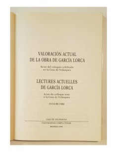 VALORACIÓN ACTUAL DE LA OBRA DE GARCÍA LORCA - LECTURES ACTUELLES DE GARCÍA LORCA 2