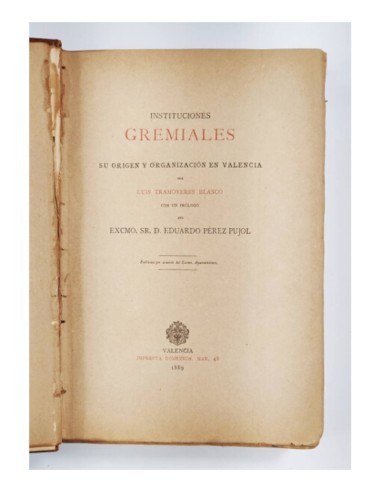 INSTITUCIONES GREMIALES: SU ORIGEN Y ORGANIZACIÓN EN VALENCIA