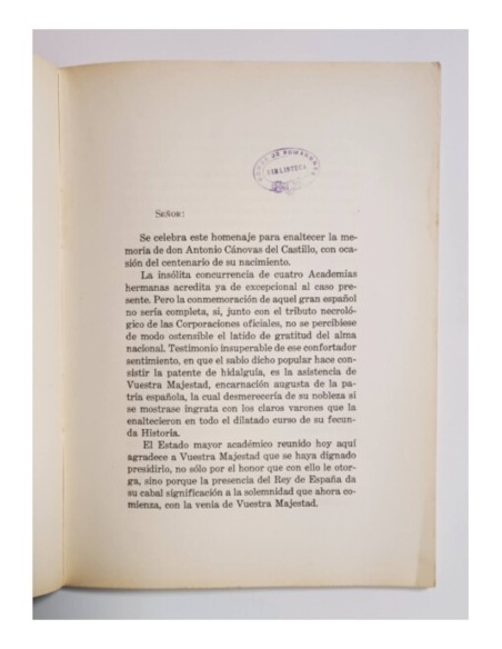 ACTO SOLEMNE EN HONOR DE DON ANTONIO CÁNOVAS DEL CASTILLO PARA CONMEMORAR EL CENTENARIO DE SU NACIMIENTO