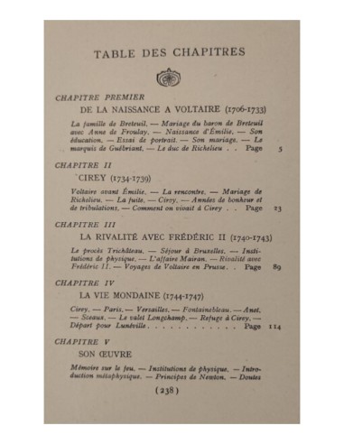 LA MARQUISE DU CHATELET AMIE DE VOLTAIRE