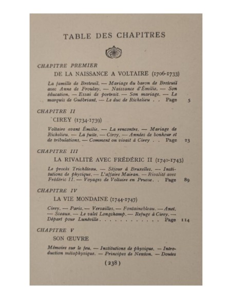 LA MARQUISE DU CHATELET AMIE DE VOLTAIRE