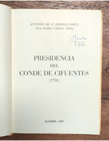 LA PRESIDENCIA DEL CONDE DE CIFUENTES (1791)