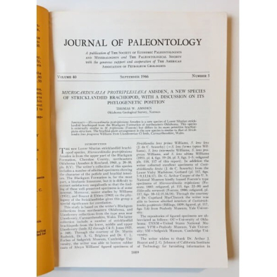 Journal of Paleontology, A Publication of The Society of Economic Paleontologists and Mineralogists and the Paleontological Soci