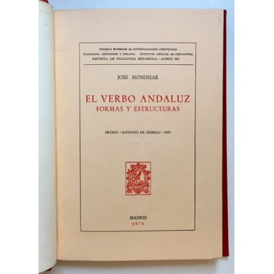 EL VERBO ANDALUZ. FORMAS Y ESTRUCTURAS