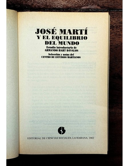 JOSÉ MARTÍ Y EL EQUILIBRIO DEL MUNDO