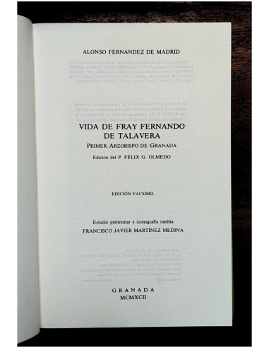 VIDA DE FRAY FERNANDO DE TALAVERA: PRIMER ARZOBISPO DE GRANADA