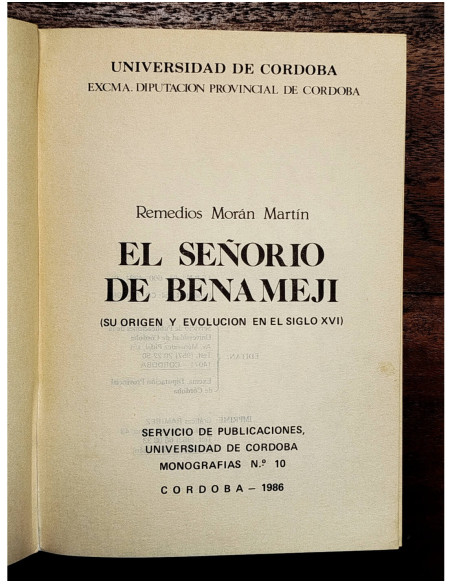 EL SEÑORÍO DE BENAMEJI (SU ORIGEN Y EVOLUCIÓN EN EL SIGLO XVI)