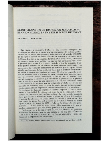 CHILE 1970-1973: LECCIONES DE UNA EXPERIENCIA