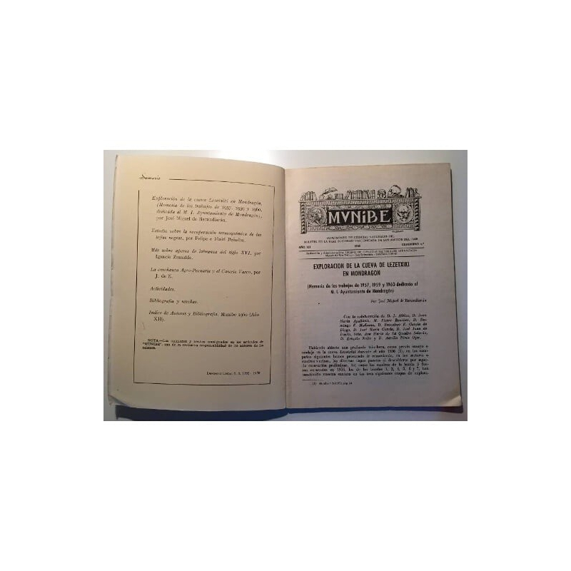 MUNIBE, nº 4, 1960.  EN EL CENTENARIO DE D. TELESFORO DE ARANZADI Y UNAMUNO 1860- 1960