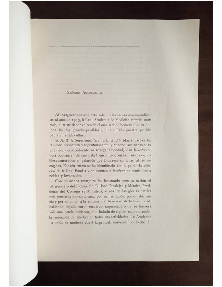 MEMORÍA LEÍDA EN LA SOLEMNE SESIÓN INAUGURAL DEL AÑO DE 1913 EN LA REAL ACADEMIA DE MEDICINA
