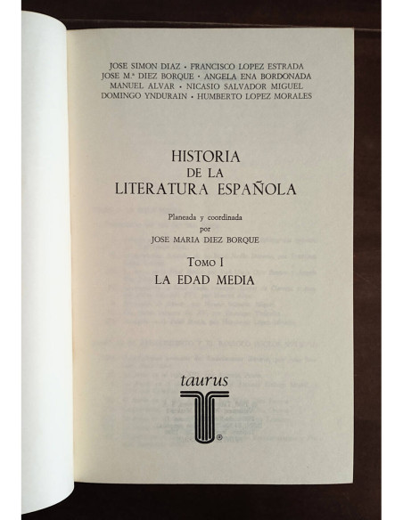 HISTORIA DE LA LITERATURA ESPAÑOLA. 4 TOMOS