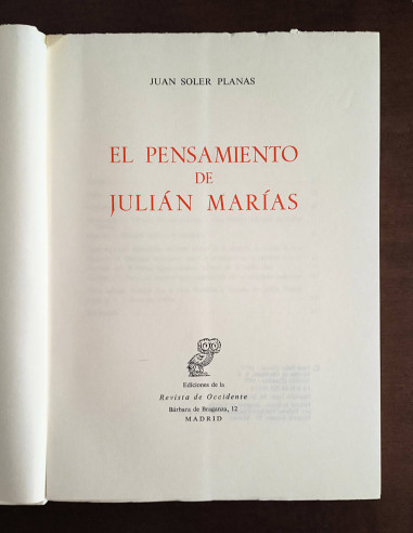 EL PENSAMIENTO DE JULIÁN MARÍAS