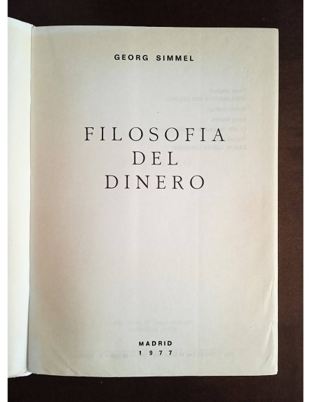 FILOSOFÍA DEL DINERO