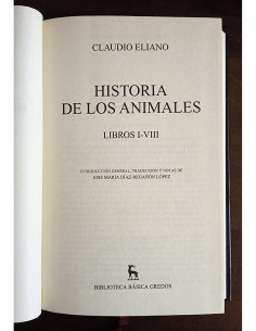 HISTORIAS DE LOS ANIMALES: LIBROS I-XVII. 2 TOMOS 2