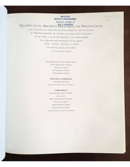 MADRID EN EL ARCHIVO HISTÓRICO DE PROTOCOLOS