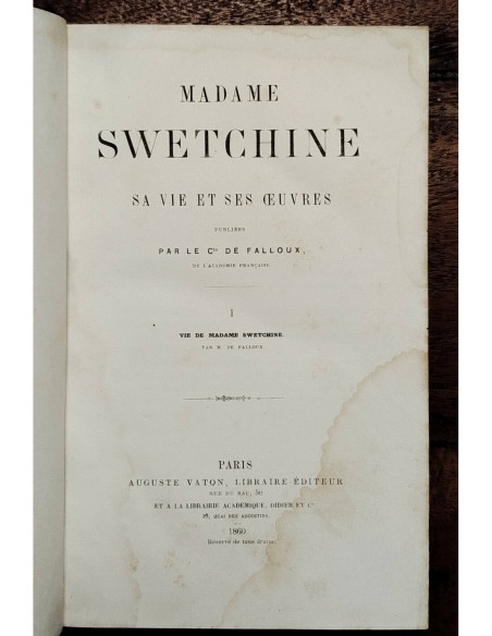 MADAME SWETCHINE: SA VIE ET SES OUUVRES. 2 TOMOS