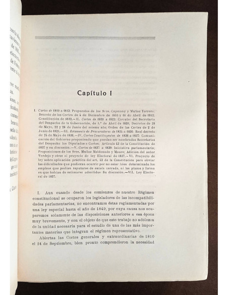 INCOMPATIBILIDADES E INCAPACIDADES PARLAMENTARIAS (1810 - 1910)