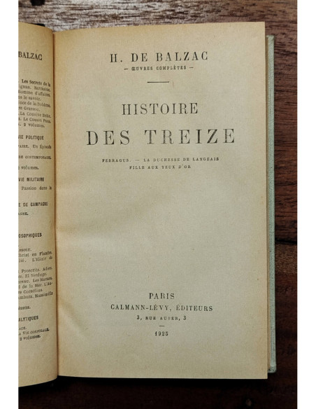 HISTOIRE DES TREIZE: FERRAGUS - LA DUCHESSE DE LANGEAIS -  LA FILLE AUX YEUX D’OR