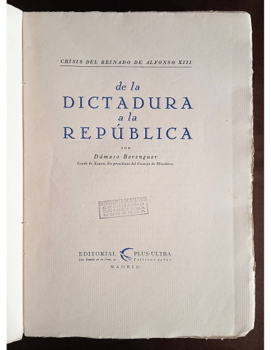 DE LA DICTADURA A LA REPÚBLICA