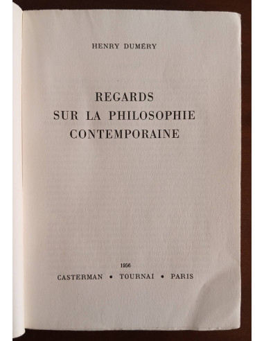 REGARDS SUR LA PHILOSOPHIE CONTEMPORAINE