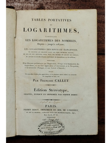 TABLES PORTATIVES DE LOGARITHMES