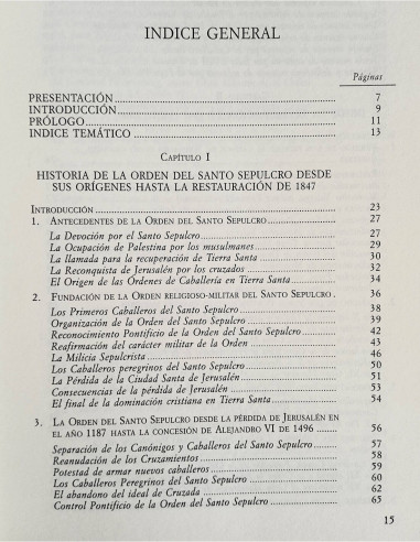 HISTORIA DE LA ORDEN DE CABALLERÍA DEL SANTO SEPULCRO DE JERUSALÉN