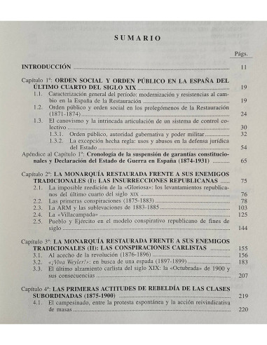 LA RAZÓN DE LA FUERZA: ORDEN PÚBLICO, SUBVERSIÓN Y VIOLENCIA POLÍTICA EN LA ESPAÑA DE LA RESTAURACIÓN (1875-1917)