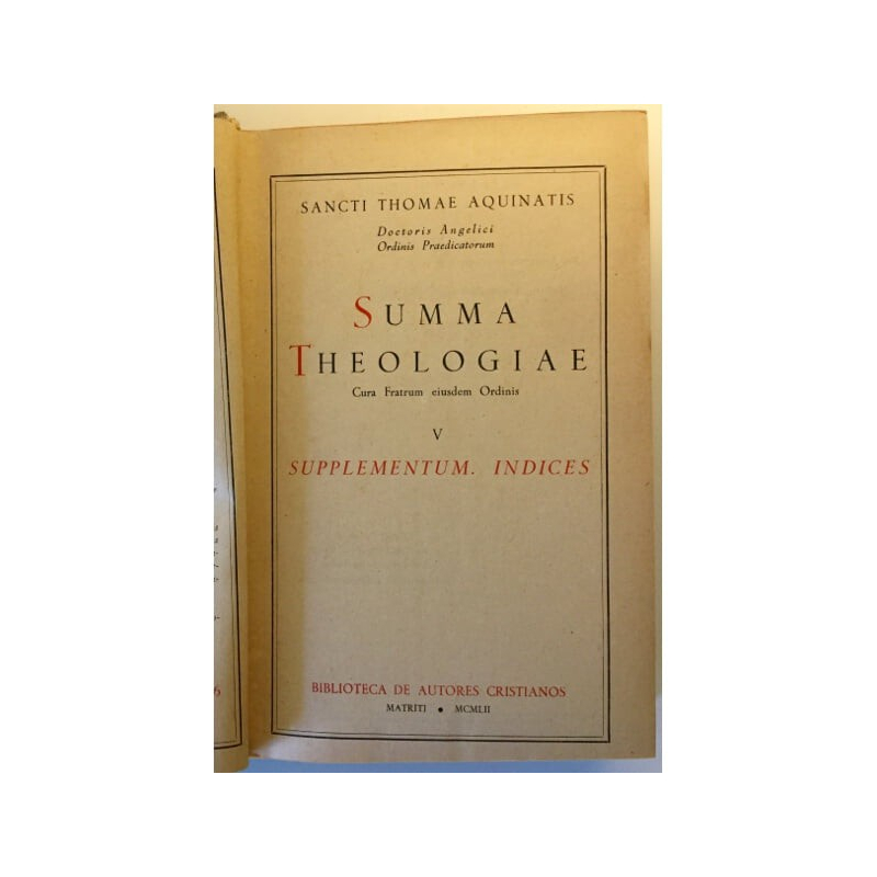 SUMMA THEOLOGIAE. V. SUPPLEMENTUM. INDICES