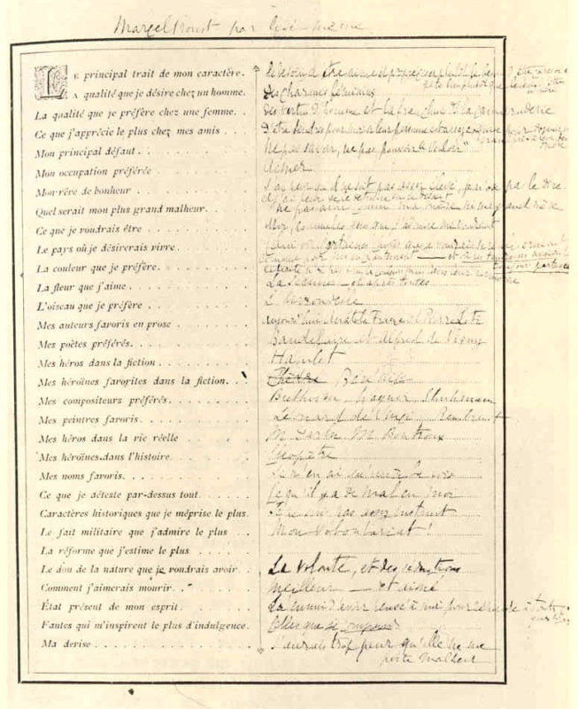 cuestionario de Proust